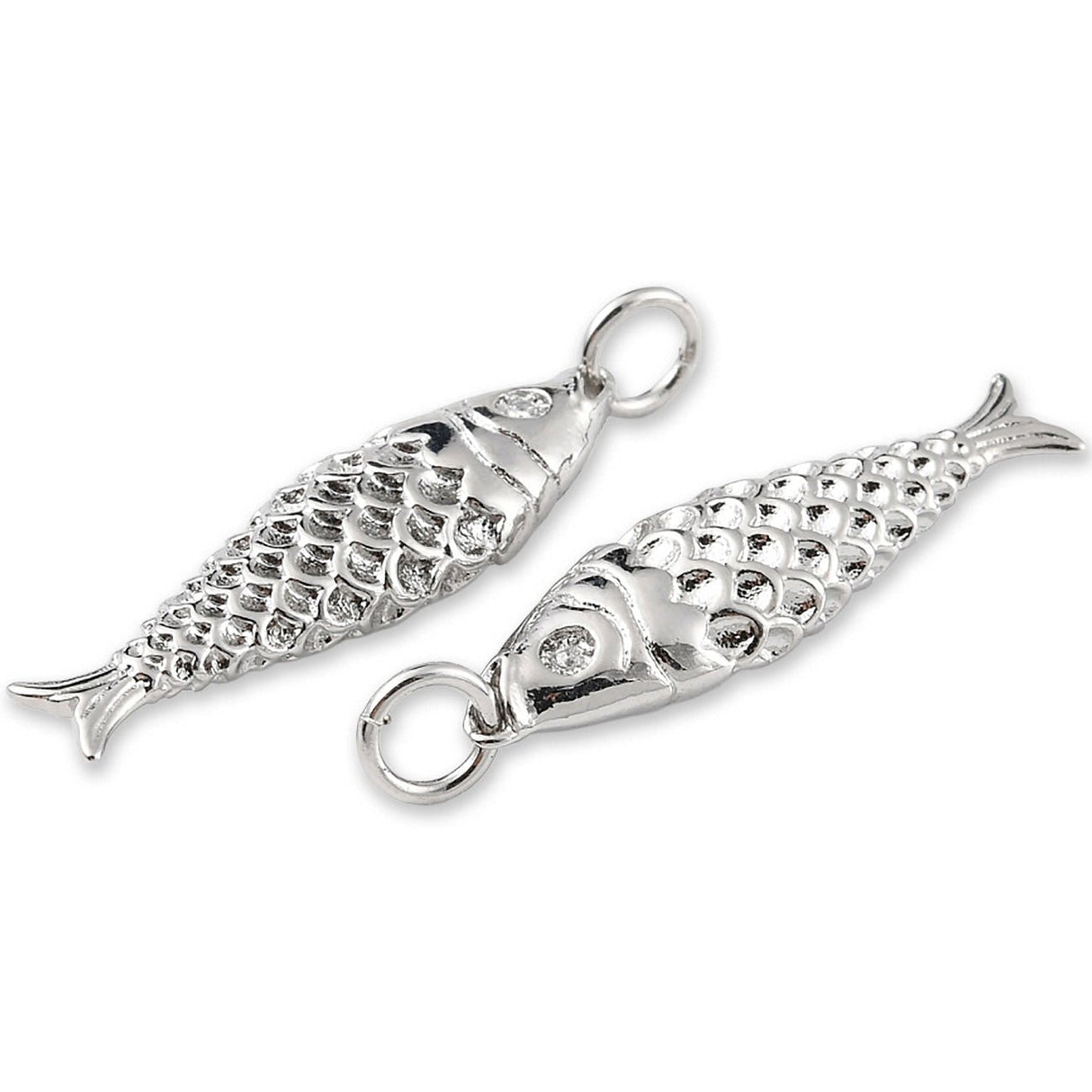 Fisch-Anhänger • Platinfarben • 25.5 x 7 mm - PerlineBeads SA