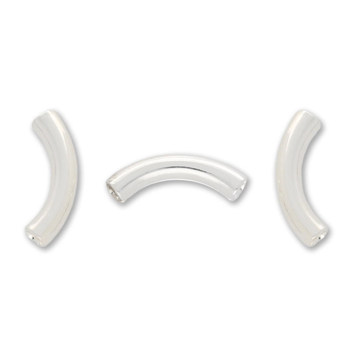 Gebogene Spacer Röhrchen – Silberfarben, 8mm (20 Stück) - PerlineBeads SA