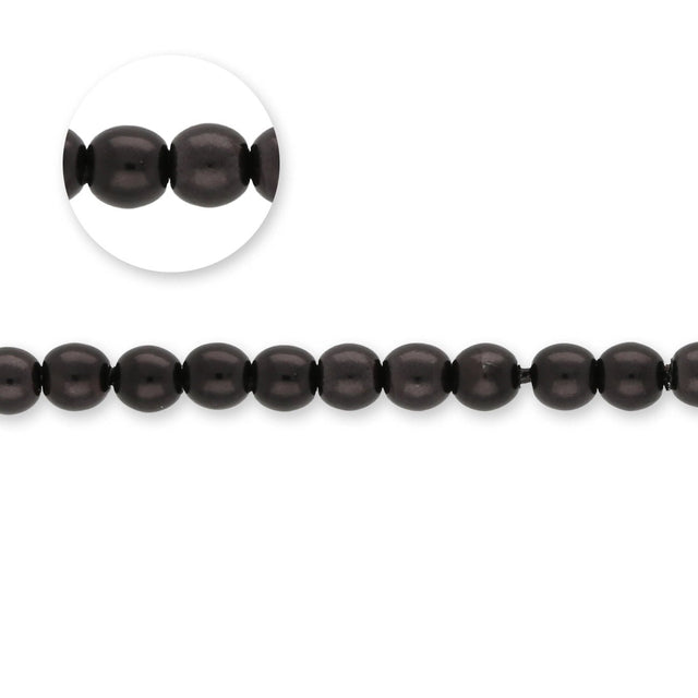 Glasperlen rund - 3 mm - Shiny Dark Grey - PerlineBeads SA