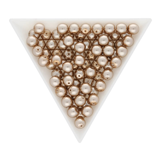 Glasperlen rund - 6 mm - Shiny Beige - PerlineBeads SA