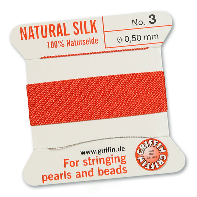 Griffin Perlseide – 100% Naturseide – No. 3 (0,50 mm) - Korallrot - PerlineBeads SA
