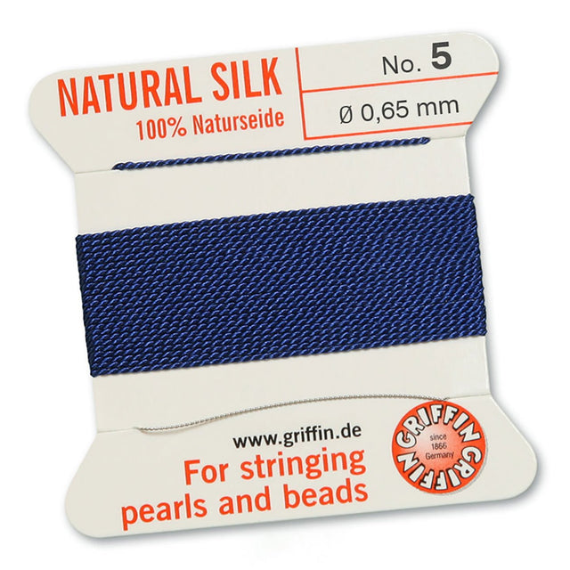 Griffin Perlseide – 100% Naturseide – No. 5 (0,65 mm) - Dunkelblau - PerlineBeads