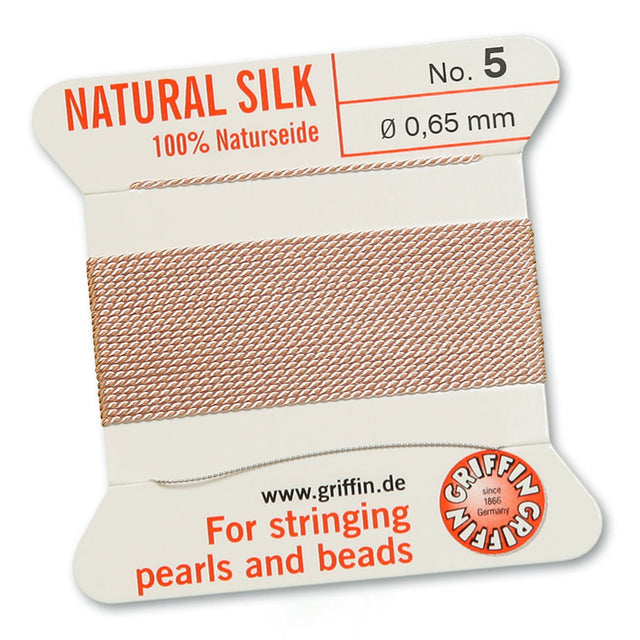 Griffin Perlseide – 100% Naturseide – No. 5 (0,65 mm) - Hellrosa - PerlineBeads