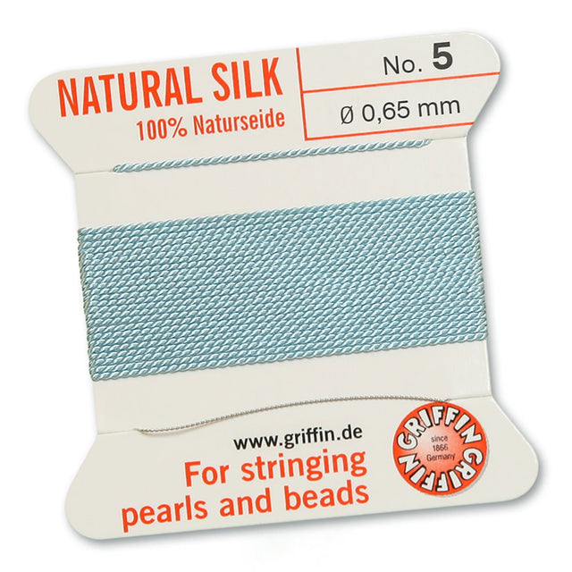 Griffin Perlseide – 100% Naturseide – No. 5 (0,65 mm) - Türkis - PerlineBeads