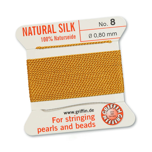 Griffin Perlseide – 100% Naturseide – No. 8 (0,80 mm) - Dunkelgelb - PerlineBeads