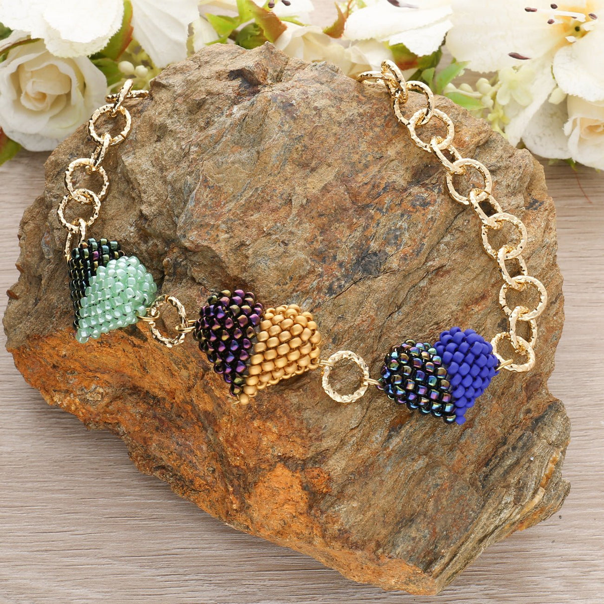 Grossmaschige Aluminiumkette - hellgold - PerlineBeads SA