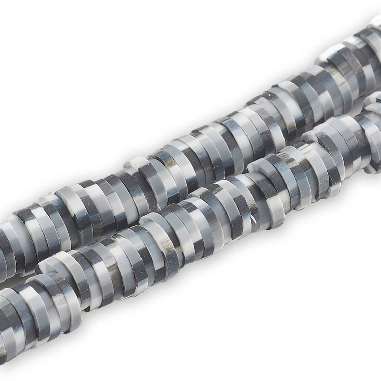 Heishi-Perlen aus Polymerpaste 6 mm – Black & White Mix - PerlineBeads