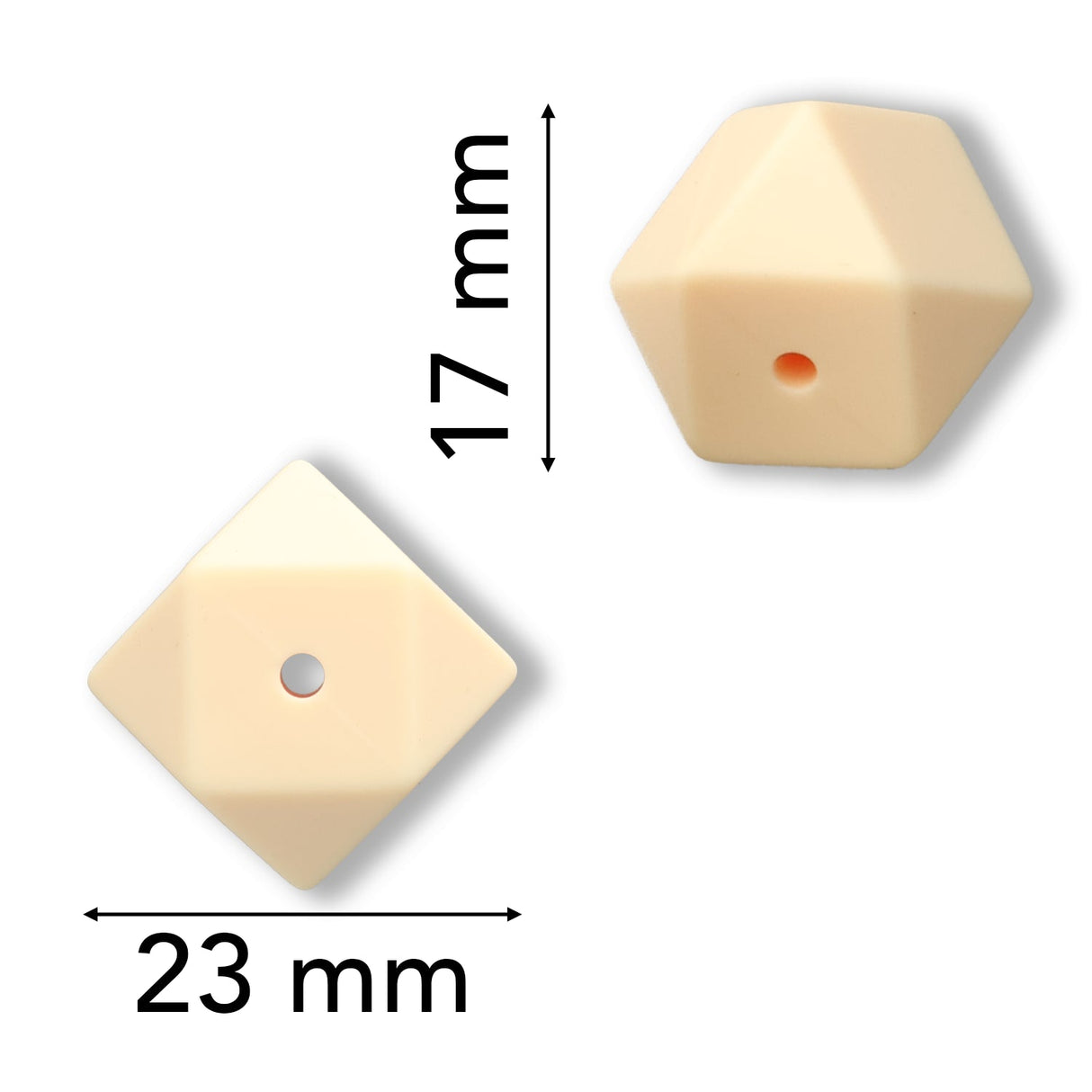 Hexagon Focal-Bead • 3D-Silikonperle Sechseckig, Moccasin - PerlineBeads SA