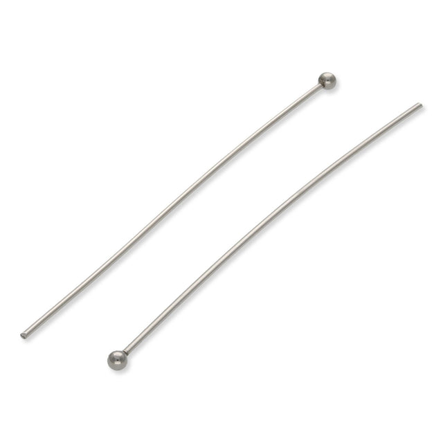 Kettelstift mit Kugelkopf 50 mm – Edelstahl - Farbe Stahl - PerlineBeads SA