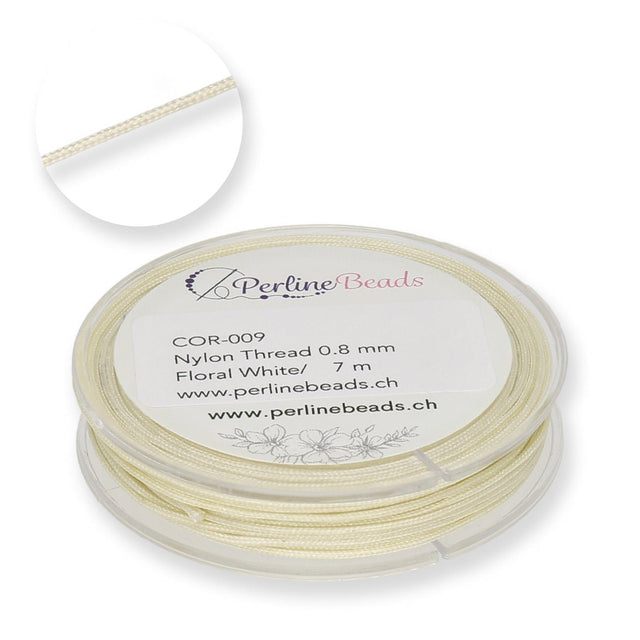 Kordel aus Nylon 0.8 mm - Floral White - PerlineBeads SA