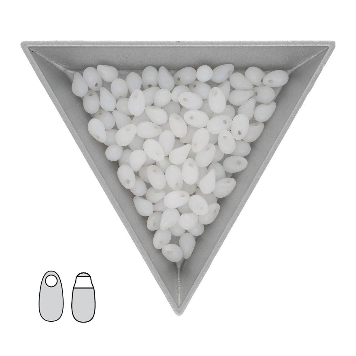 Long Drop Beads 3 x 5.5 mm - Opal White - PerlineBeads SA