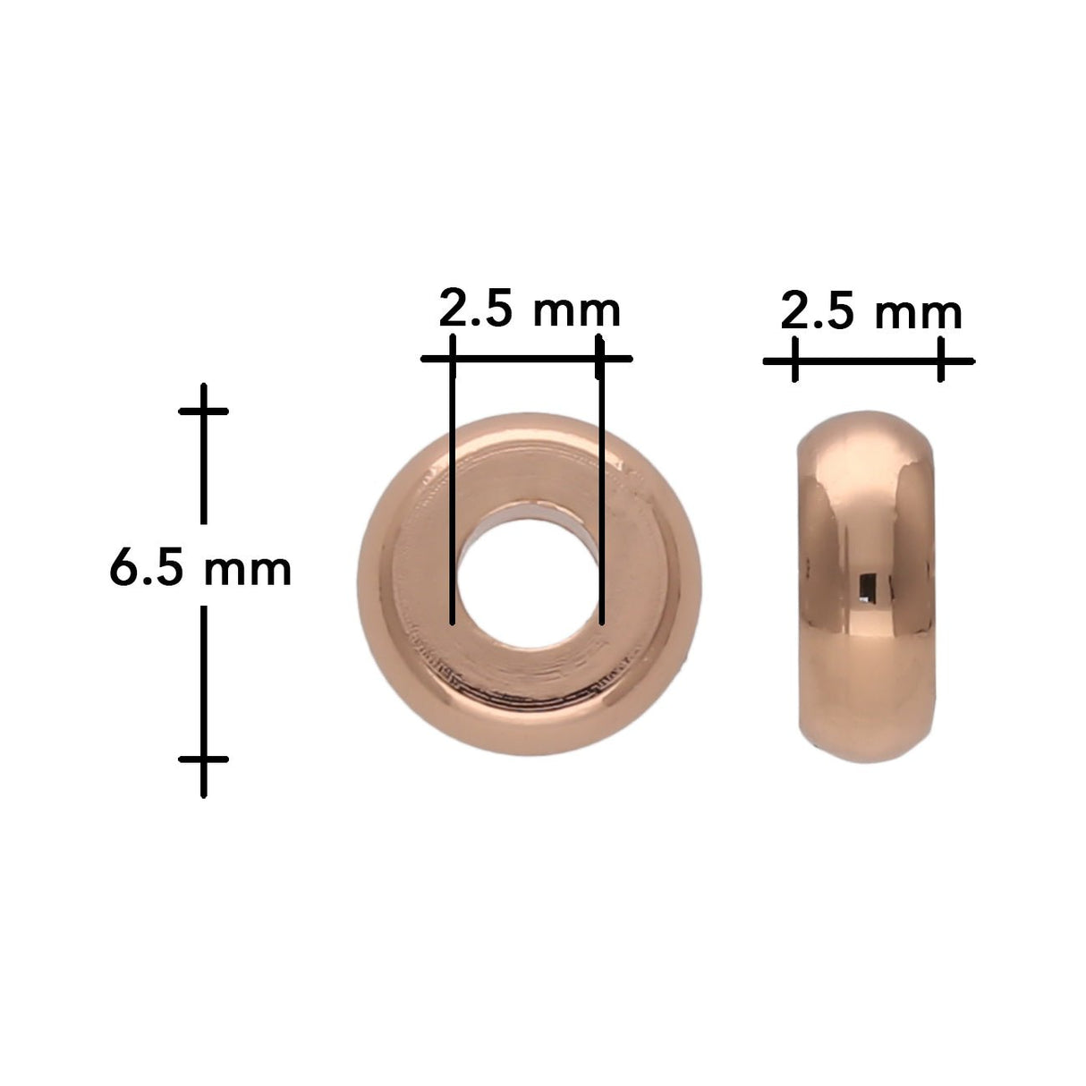 Metallperle Scheibe 6.5 x 2.5 mm – Rotgold - PerlineBeads