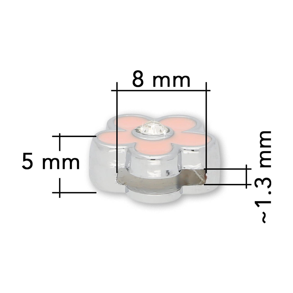 Metallperle Slider «Flower» mit Strass – Funkelnder Blütenzauber - PerlineBeads SA