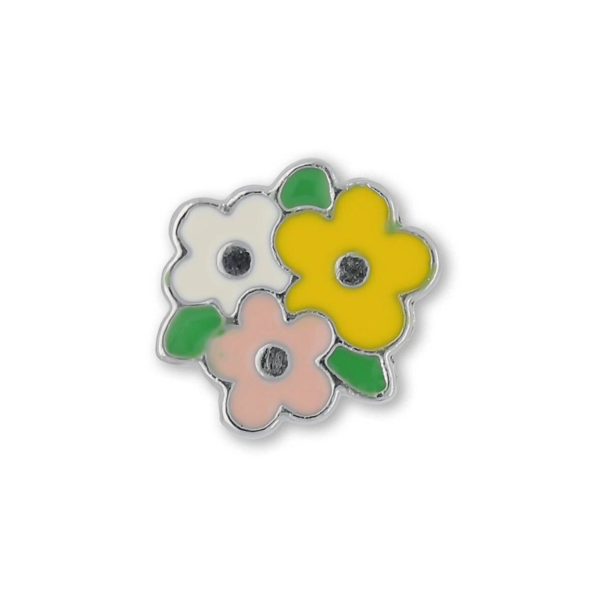 Metallperle Slider «Flower Trio» – Bunter Blütenstrauss - PerlineBeads SA