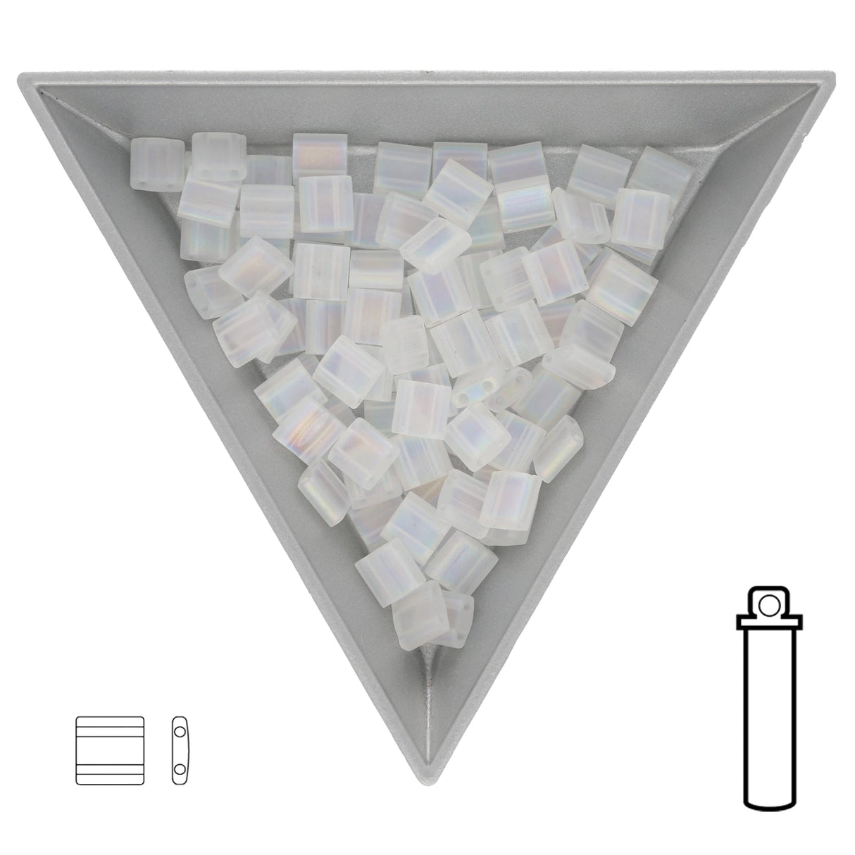 Miyuki Tila bead 5 mm - Matte Transparent Crystal AB - PerlineBeads SA