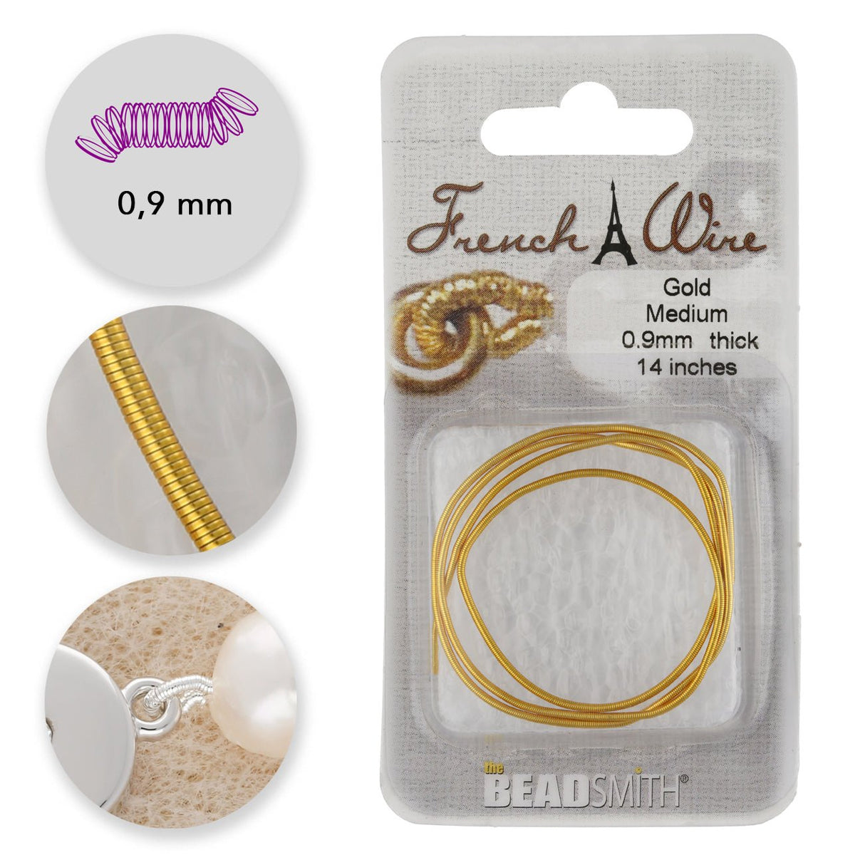 Perlspiraldraht (French Wire) 0,9 mm - Medium - Farbe Gold - PerlineBeads