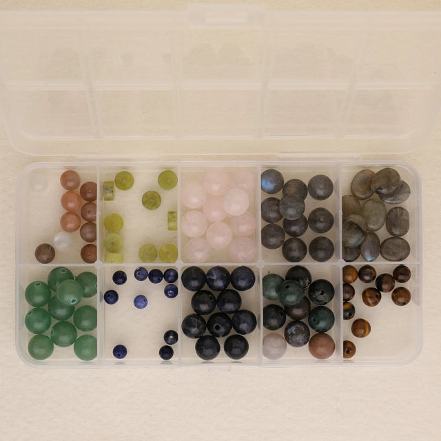 Probierset „Edelstein‑Vielfalt“ – 100 Naturstein‑Perlen für deine DIY‑Schmuckideen - PerlineBeads SA