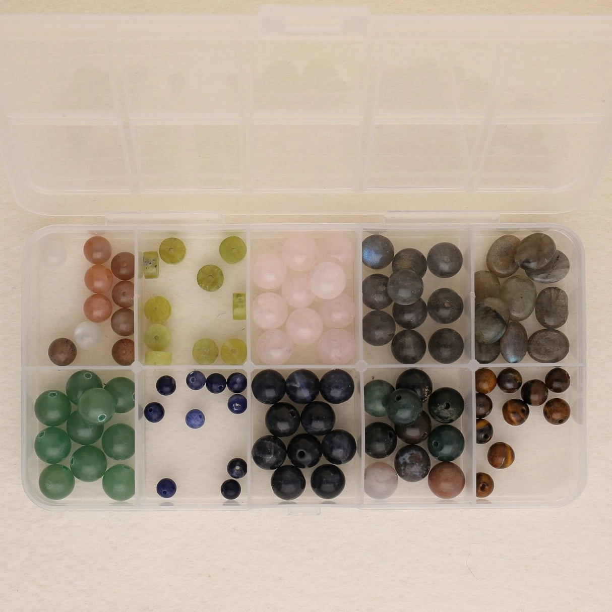 Probierset „Edelstein‑Vielfalt“ – 100 Naturstein‑Perlen für deine DIY‑Schmuckideen - PerlineBeads SA