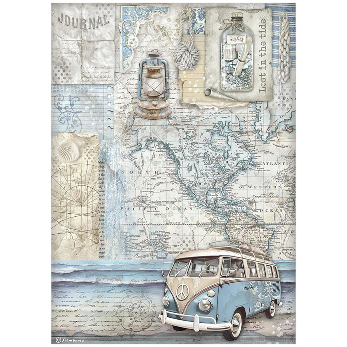 Reispapier - Decoupage "Silent Sea" - Minibus - A4 - PerlineBeads SA