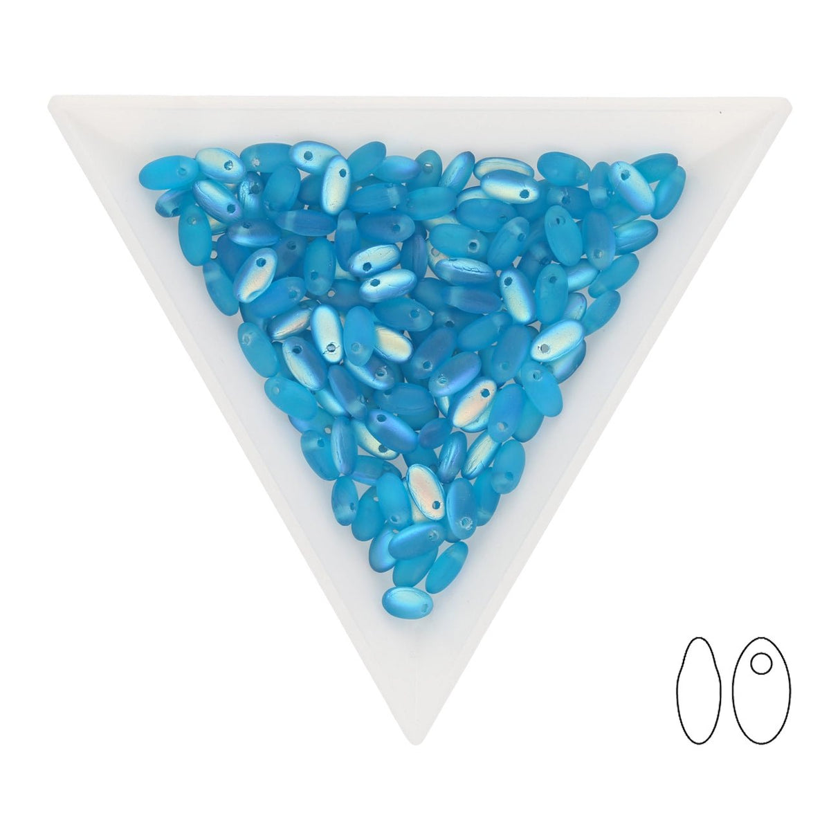 Rizo Glasperlen - 2,5 x 6 mm - Aqua AB Matted - PerlineBeads SA