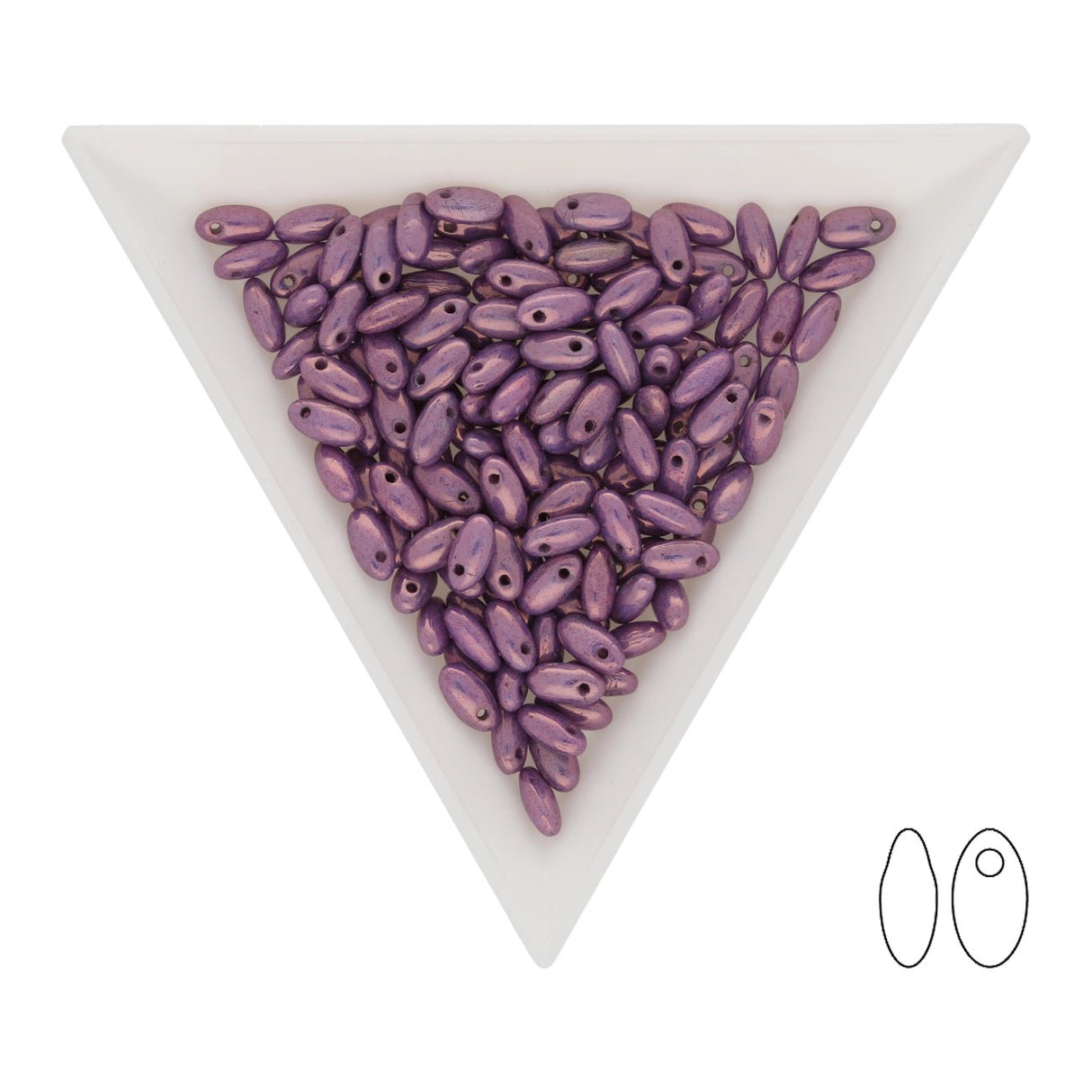 Rizo Glasperlen - 2,5 x 6 mm - Chalk White Lila Vega Luster - PerlineBeads SA