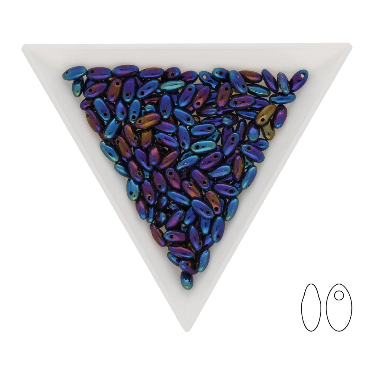 Rizo Glasperlen - 2,5 x 6 mm - Jet Blue Iris - PerlineBeads SA