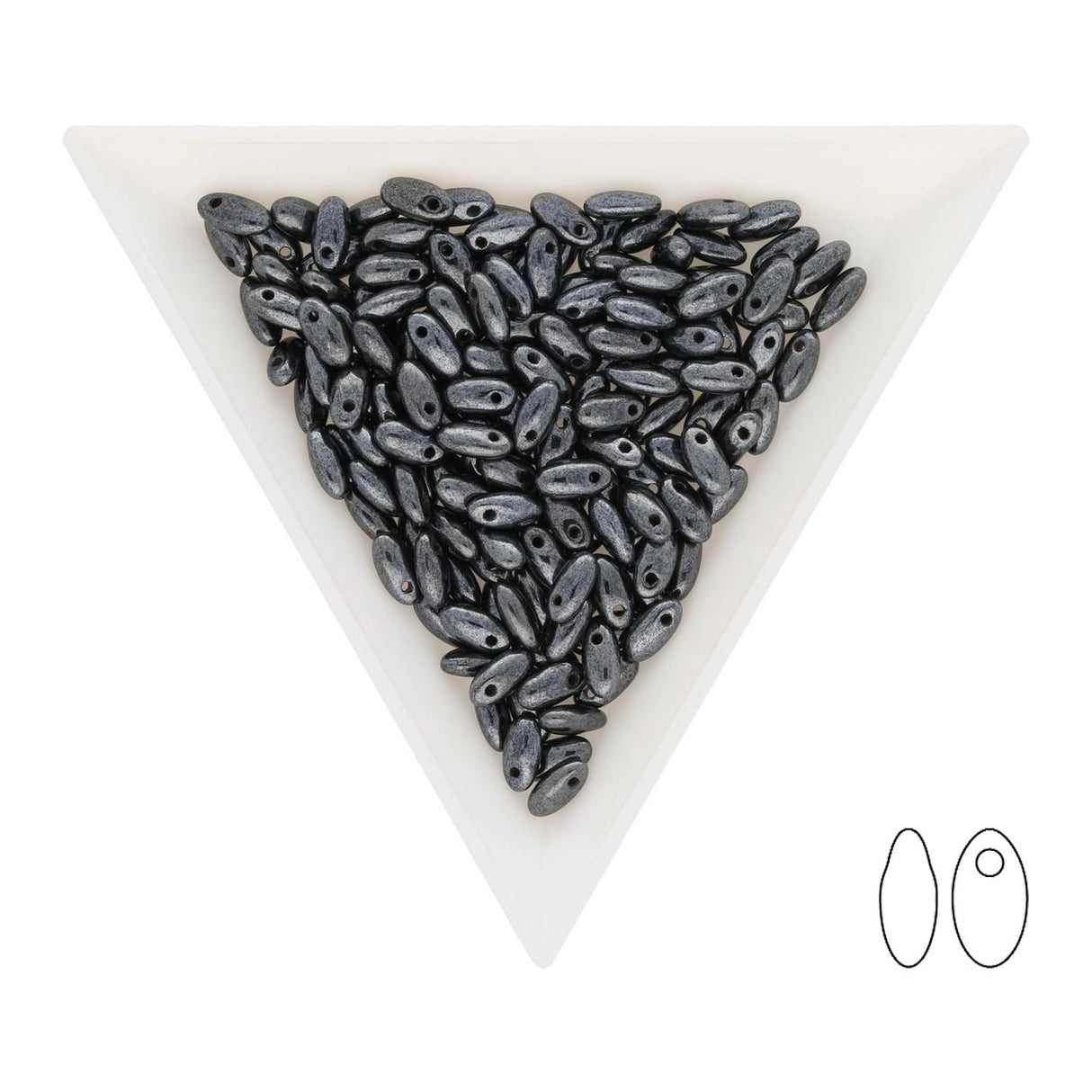 Rizo Glasperlen - 2,5 x 6 mm - Jet Hematite - PerlineBeads SA