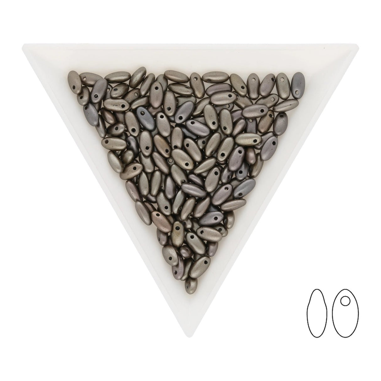 Rizo Glasperlen - 2,5 x 6 mm - Metallic Zinc Iris - PerlineBeads SA