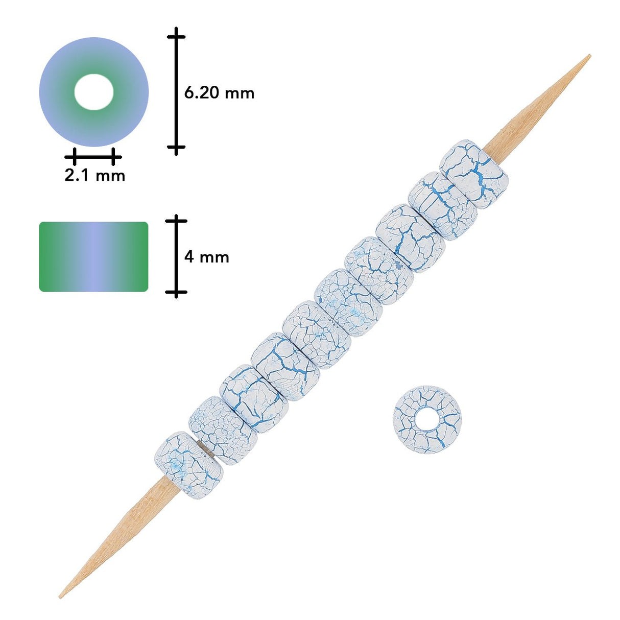 Rocailles Perlen Matubo 2/0 - Ionic White/Blue - PerlineBeads