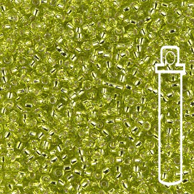 Rocailles - Perlen Miyuki 11/0 – Silver - Lined Chartruese - PerlineBeads SA