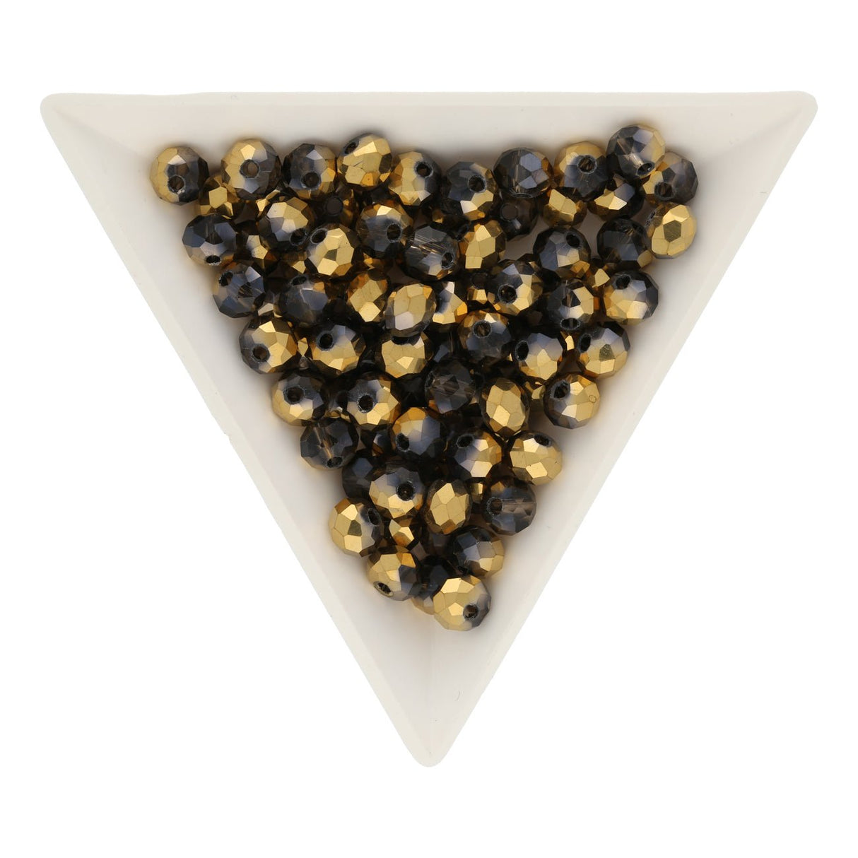 Rondellen aus facettiertem Glas 6x5 mm - Coconut Brown Half Gold Plated - PerlineBeads