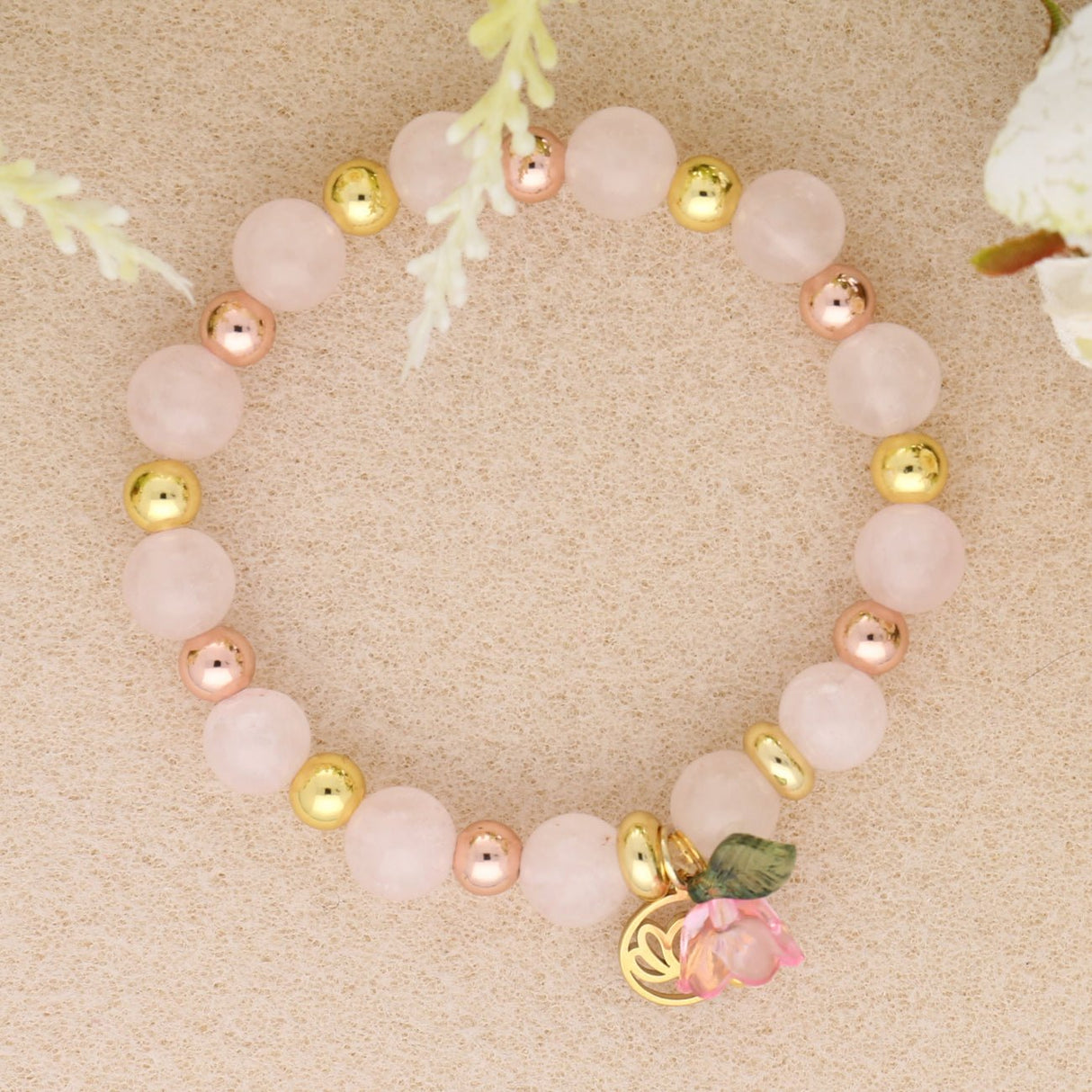 Rosenquarz-Perlen, rund - 8 mm - PerlineBeads