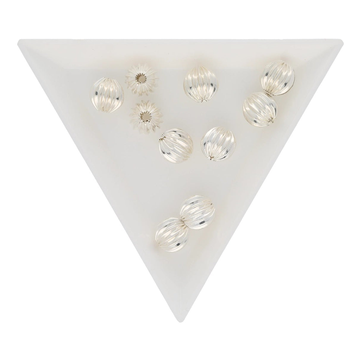 Runde gewellte Metallperle ∅ ca. 8 mm - Versilbert (10 Stk.) - PerlineBeads SA