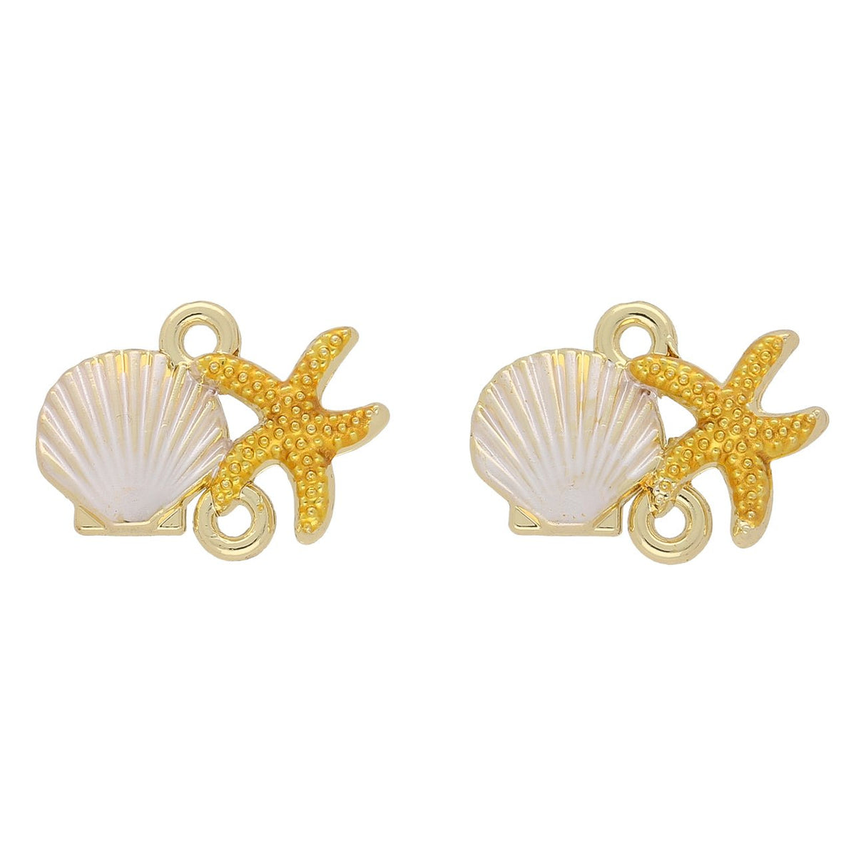 Schmuckverbinder "Muschel und Seestern" – Weiss und Gelb - PerlineBeads