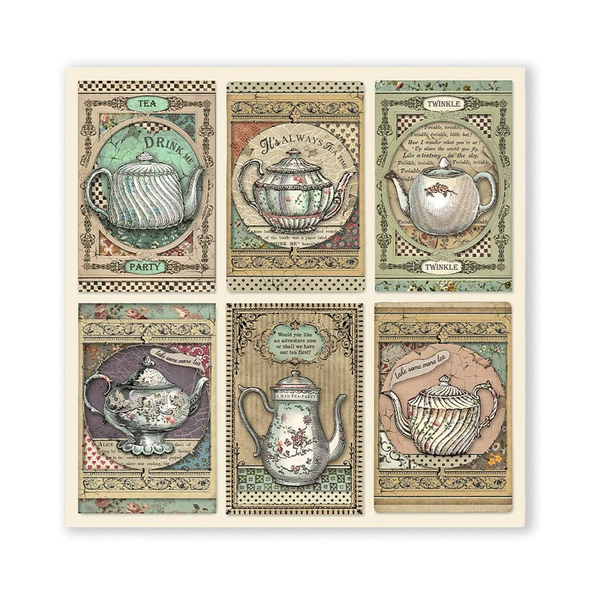 Scrapbook - Block "Alice in Wonderland" - Double Face - 10 Seiten - 30,5 x 30,5 cm (12 x 12 inch) - PerlineBeads SA