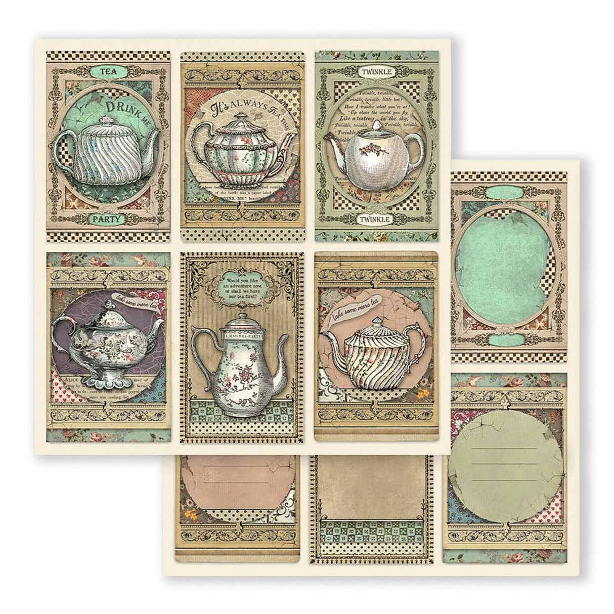 Scrapbook - Block "Alice in Wonderland" - Double Face - 10 Seiten - 30,5 x 30,5 cm (12 x 12 inch) - PerlineBeads SA