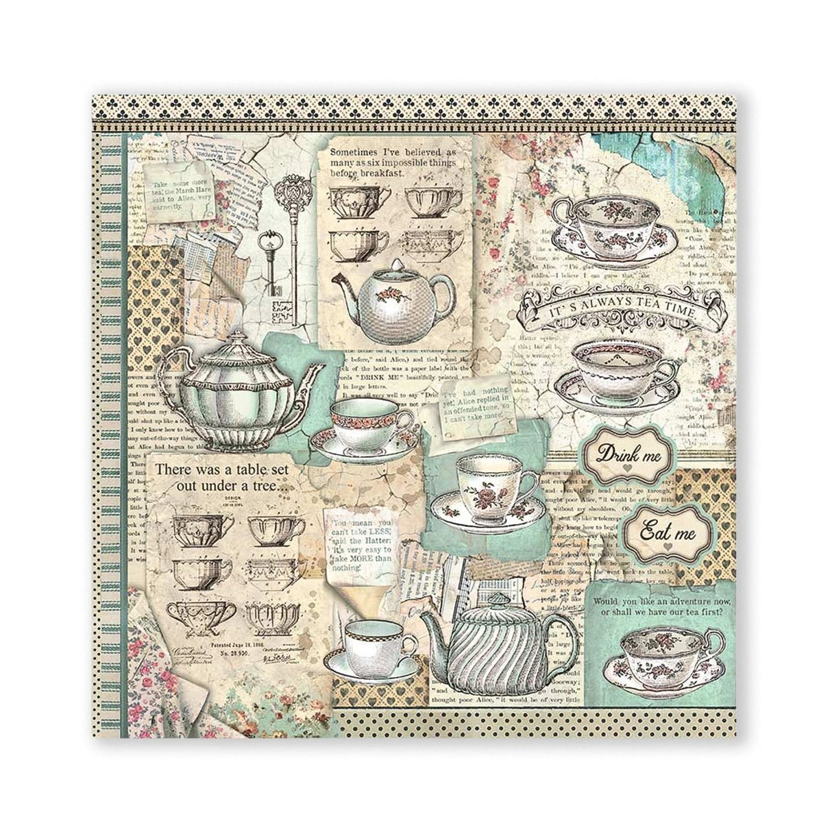 Scrapbook - Block "Alice in Wonderland" - Double Face - 10 Seiten - 30,5 x 30,5 cm (12 x 12 inch) - PerlineBeads SA