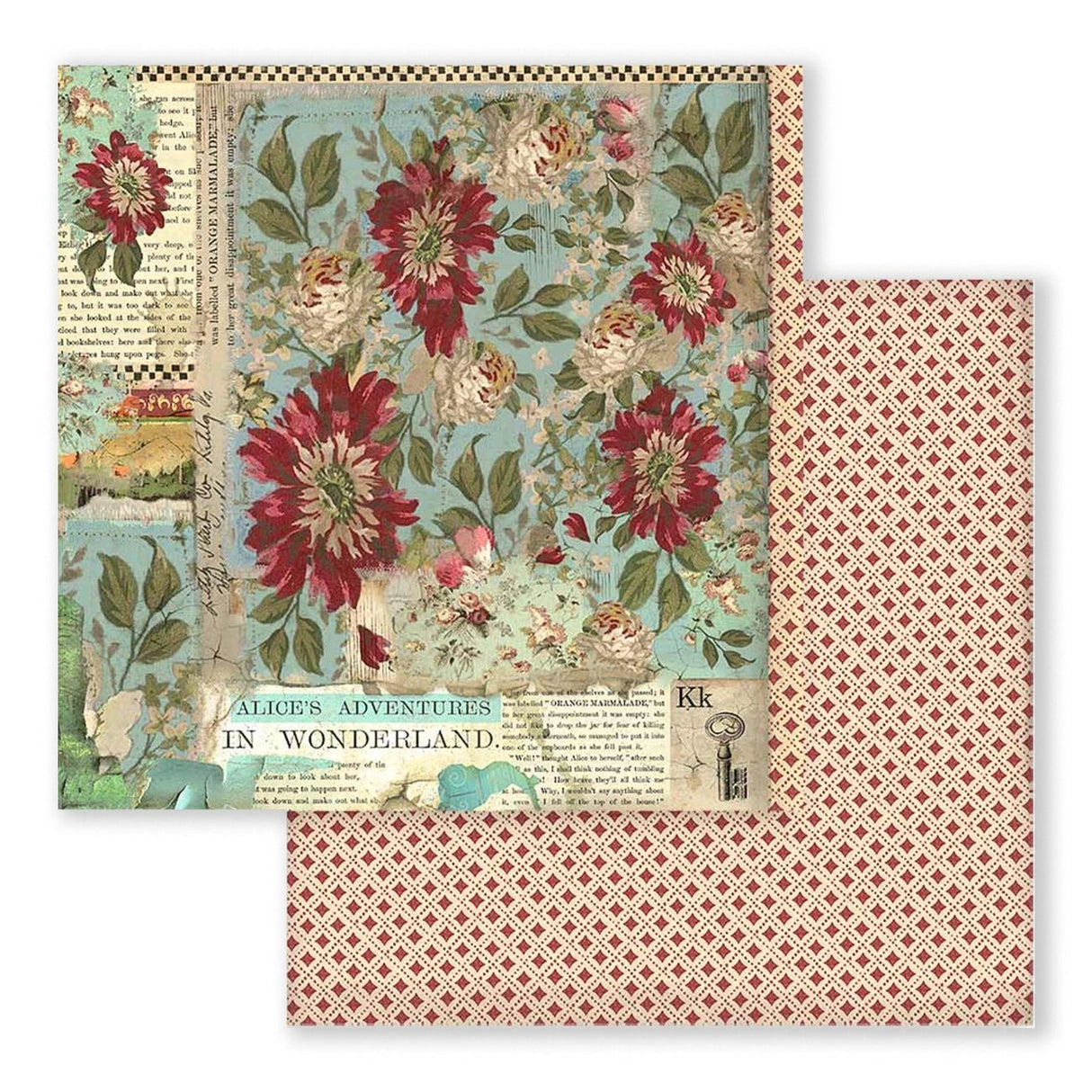 Scrapbook - Block "Alice in Wonderland" - Double Face - 10 Seiten - 30,5 x 30,5 cm (12 x 12 inch) - PerlineBeads SA