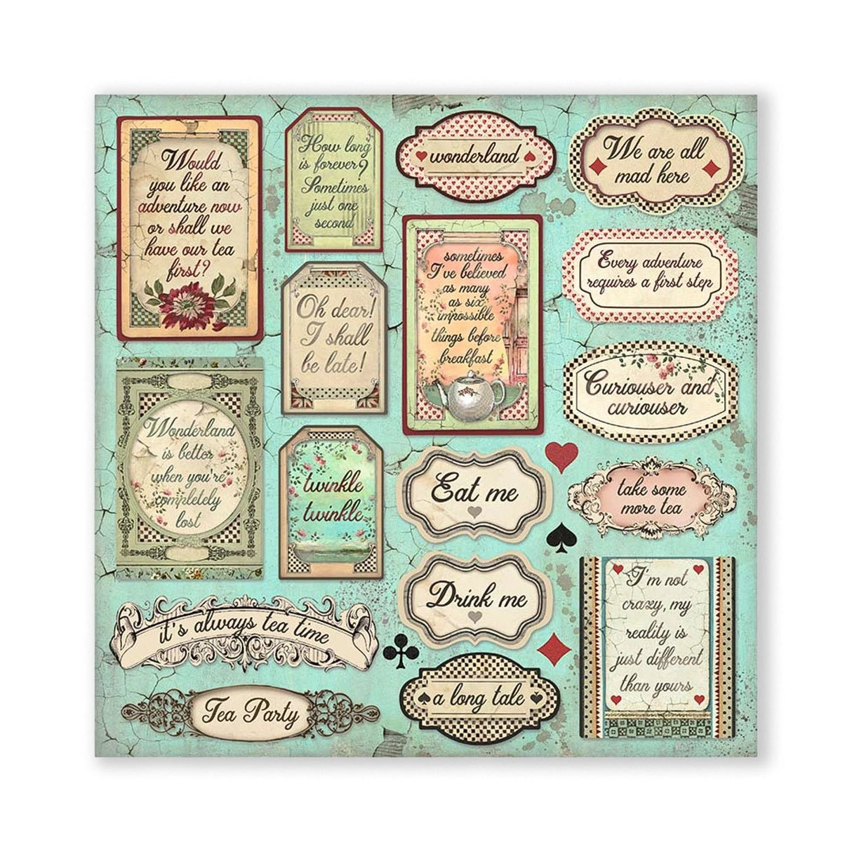 Scrapbook - Block "Alice in Wonderland" - Double Face - 10 Seiten - 30,5 x 30,5 cm (12 x 12 inch) - PerlineBeads SA