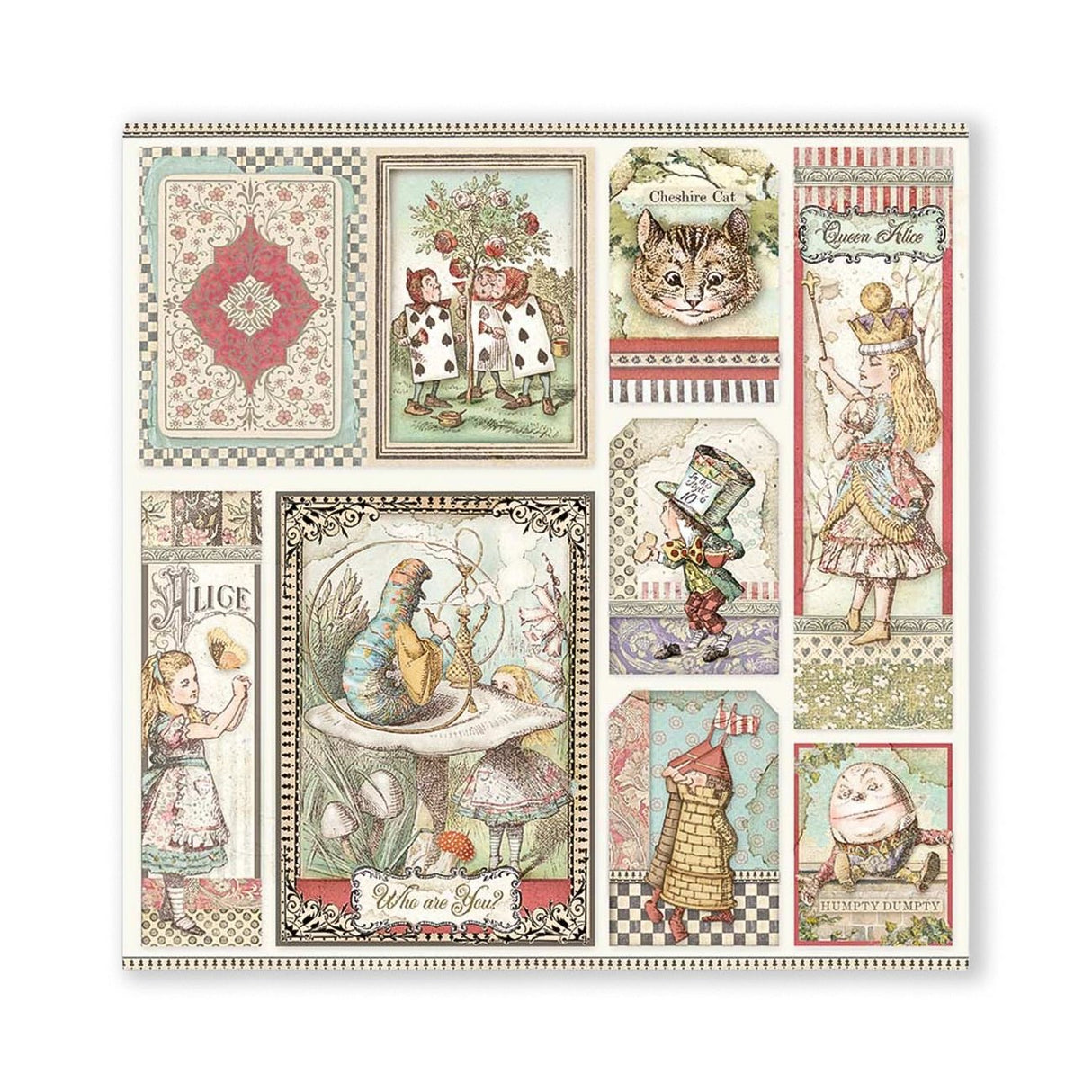 Scrapbook - Block "Alice Through the Looking Glass" - Double Face - 10 Seiten - 20,3 x 20,3 (8x8 inch) - PerlineBeads SA