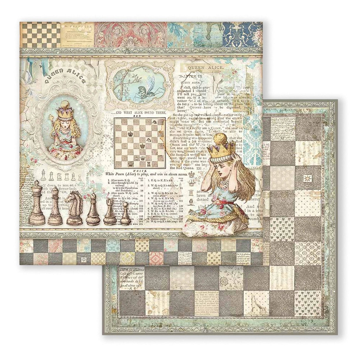 Scrapbook - Block "Alice Through the Looking Glass" - Double Face - 10 Seiten - 20,3 x 20,3 (8x8 inch) - PerlineBeads SA