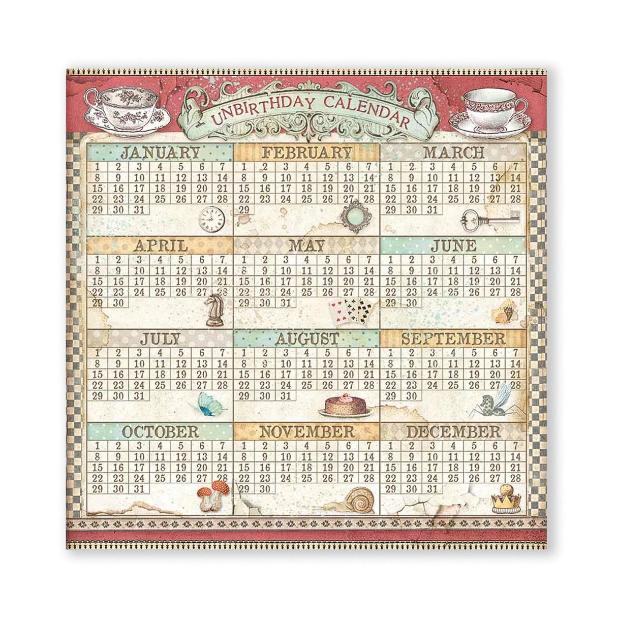 Scrapbook - Block "Alice Through the Looking Glass" - Double Face - 10 Seiten - 20,3 x 20,3 (8x8 inch) - PerlineBeads SA