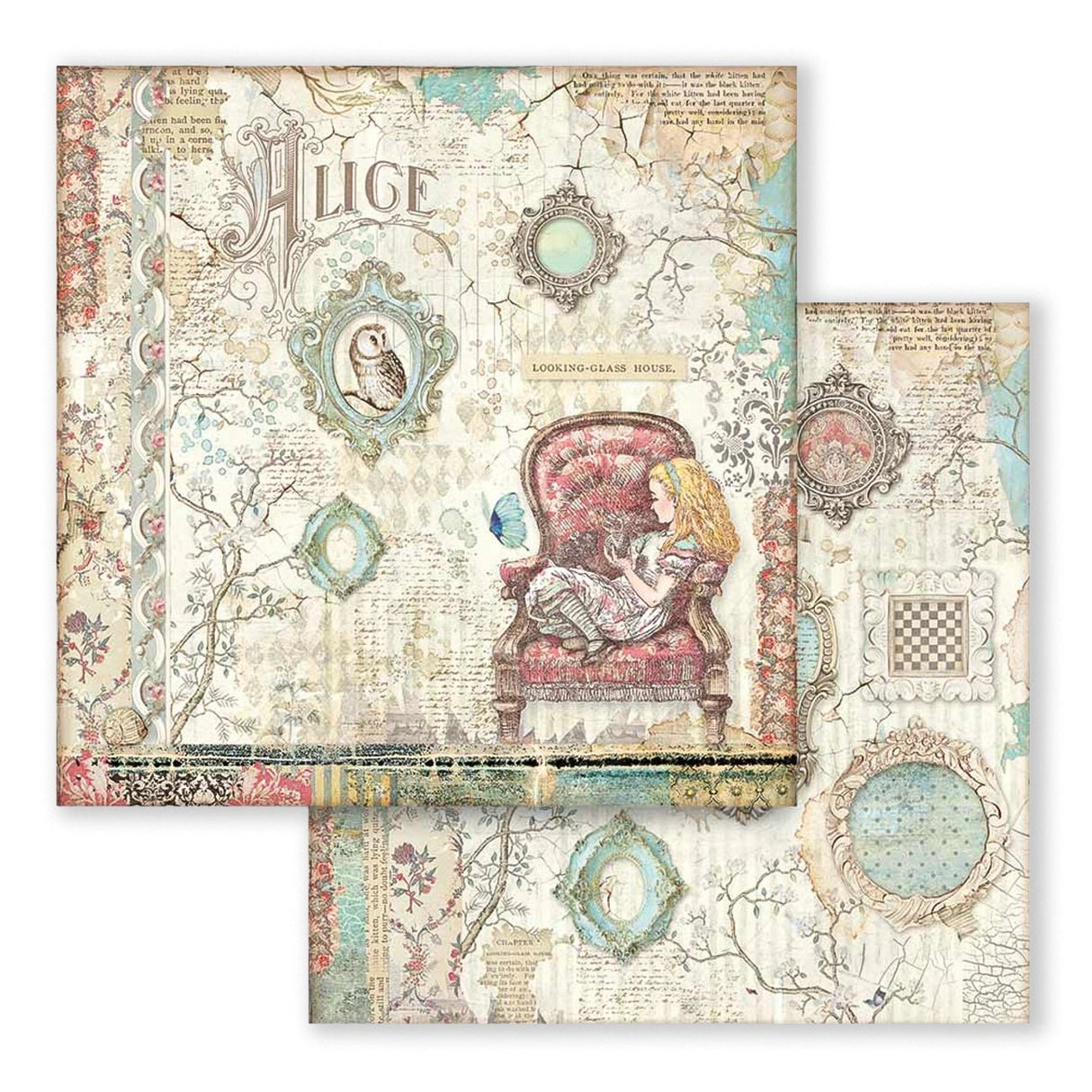 Scrapbook - Block "Alice Through the Looking Glass" - Double Face - 10 Seiten - 20,3 x 20,3 (8x8 inch) - PerlineBeads SA