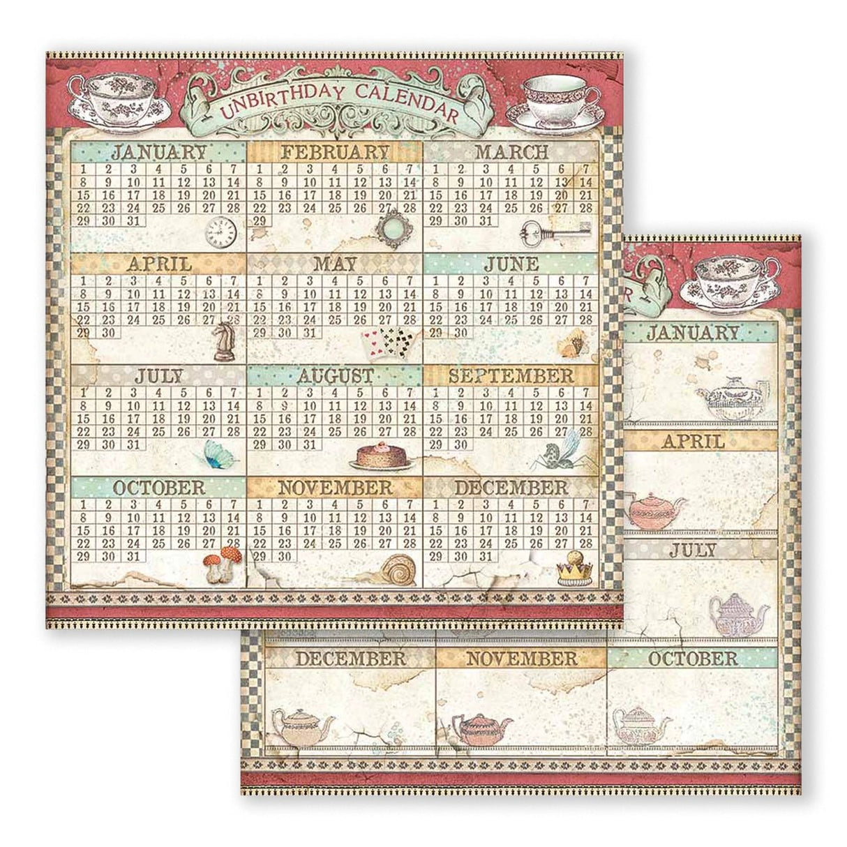 Scrapbook - Block "Alice Through the Looking Glass" - Double Face - 10 Seiten - 20,3 x 20,3 (8x8 inch) - PerlineBeads SA