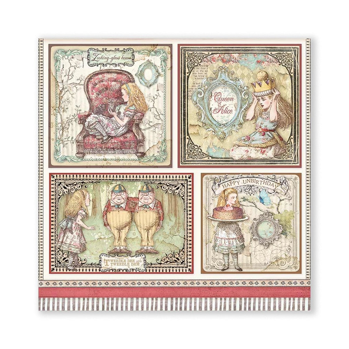 Scrapbook - Block "Alice Through the Looking Glass" - Double Face - 10 Seiten - 20,3 x 20,3 (8x8 inch) - PerlineBeads SA
