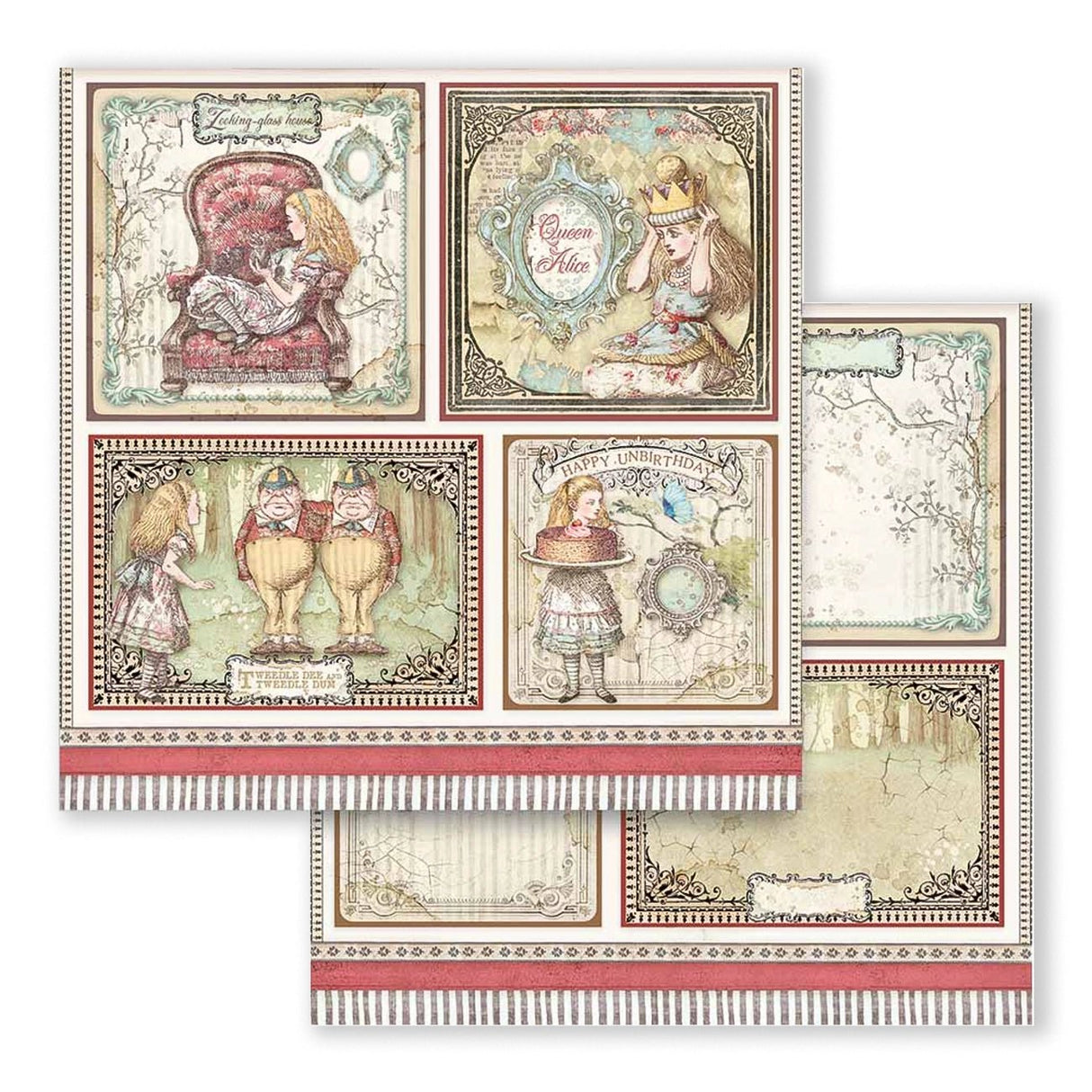 Scrapbook - Block "Alice Through the Looking Glass" - Double Face - 10 Seiten - 20,3 x 20,3 (8x8 inch) - PerlineBeads SA