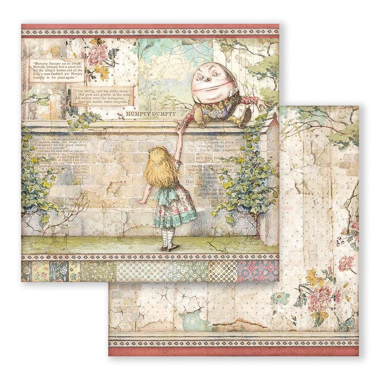 Scrapbook - Block "Alice Through the Looking Glass" - Double Face - 10 Seiten - 20,3 x 20,3 (8x8 inch) - PerlineBeads SA