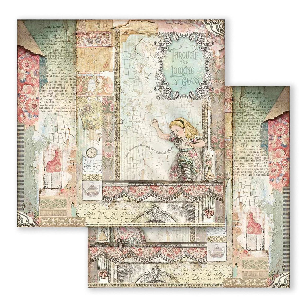 Scrapbook - Block "Alice Through the Looking Glass" - Double Face - 10 Seiten - 20,3 x 20,3 (8x8 inch) - PerlineBeads SA