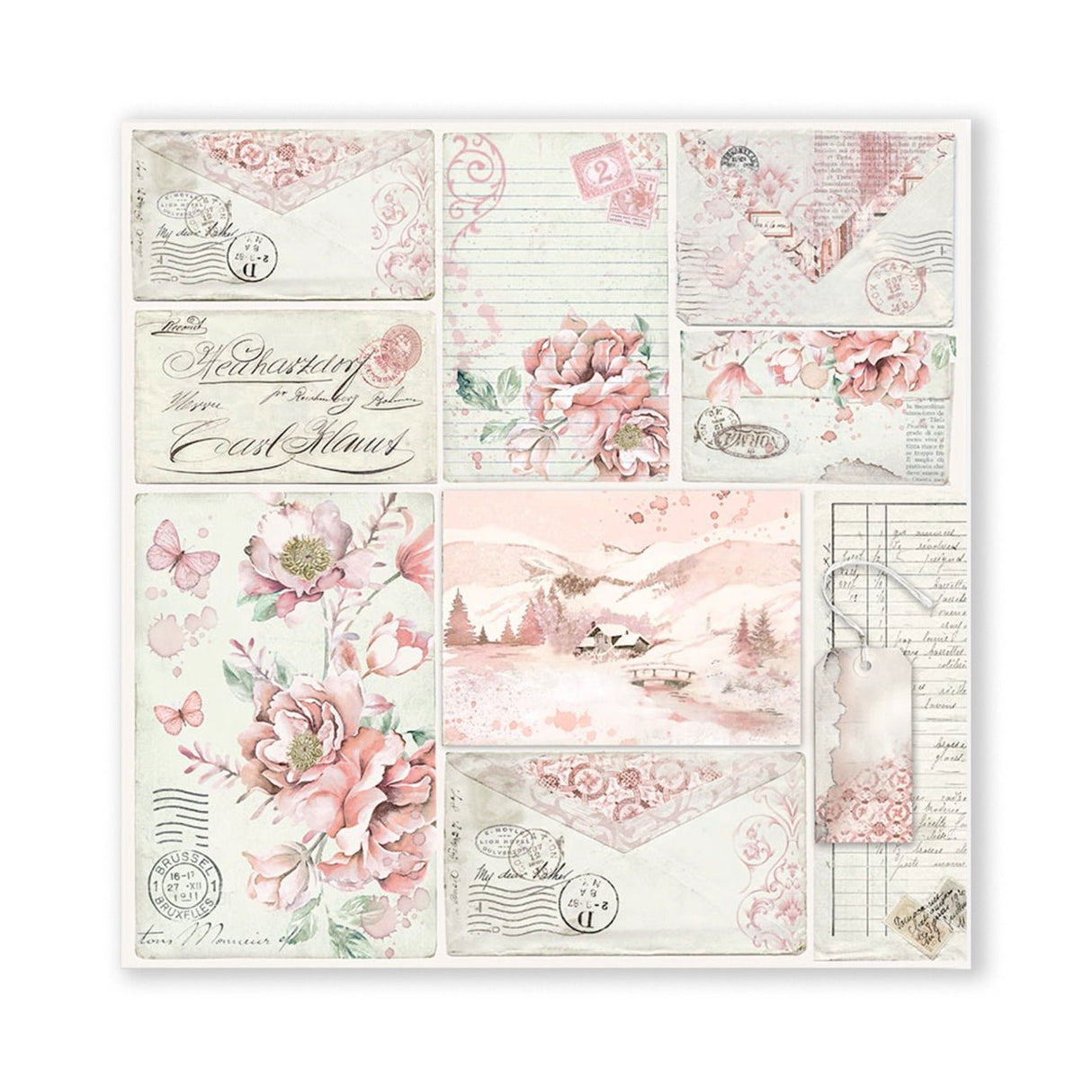 Scrapbook - Block "Roseland" - Double Face - 10 Seiten - 20,3 x 20,3 (8x8 inch) - PerlineBeads SA