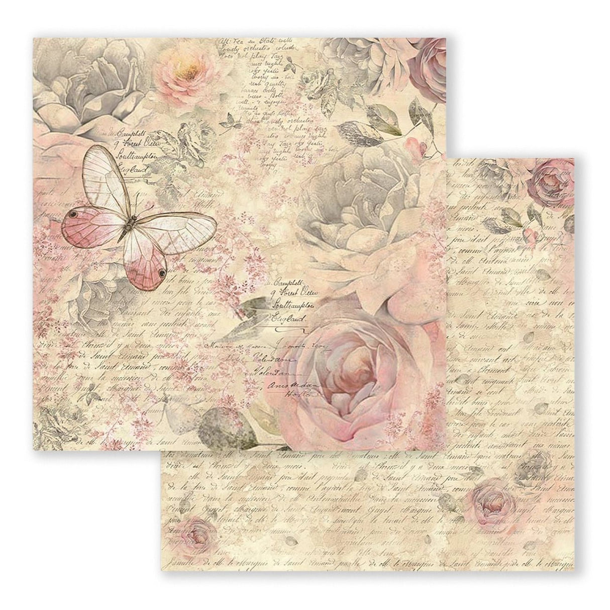 Scrapbook - Block "Shabby Rose" - Double Face - 10 Seiten - 20,3 x 20,3 (8x8 inch) - PerlineBeads SA